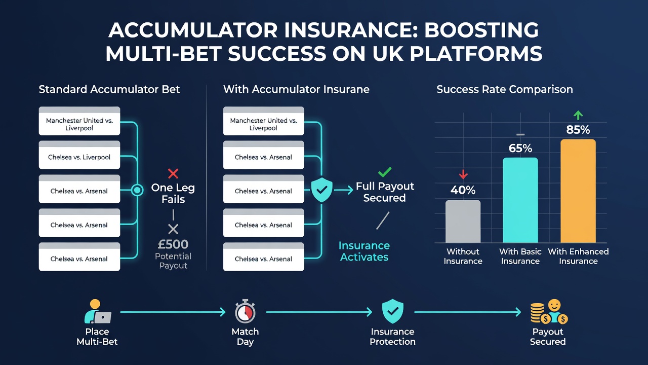 Chart illustrating success rate improvements with accumulator insurance on UK platforms