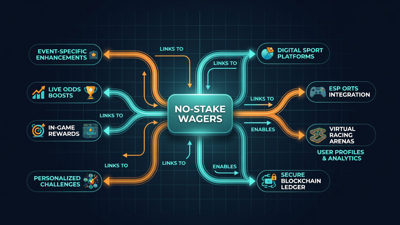 Flowchart illustrating links between zero-stake wagers and targeted event enhancements in sportsbook apps